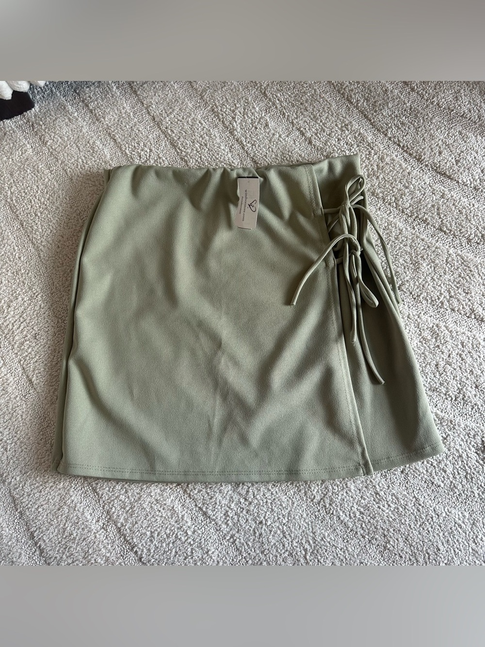 Windsor Sage Green Side Tie Wrap Mini Skirt